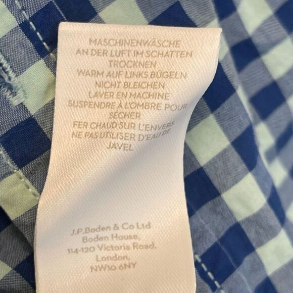 BODEN Shirt Men's Large Blue Green Check Long Sleeve Button Down Collared Work - Picture 9 of 16
